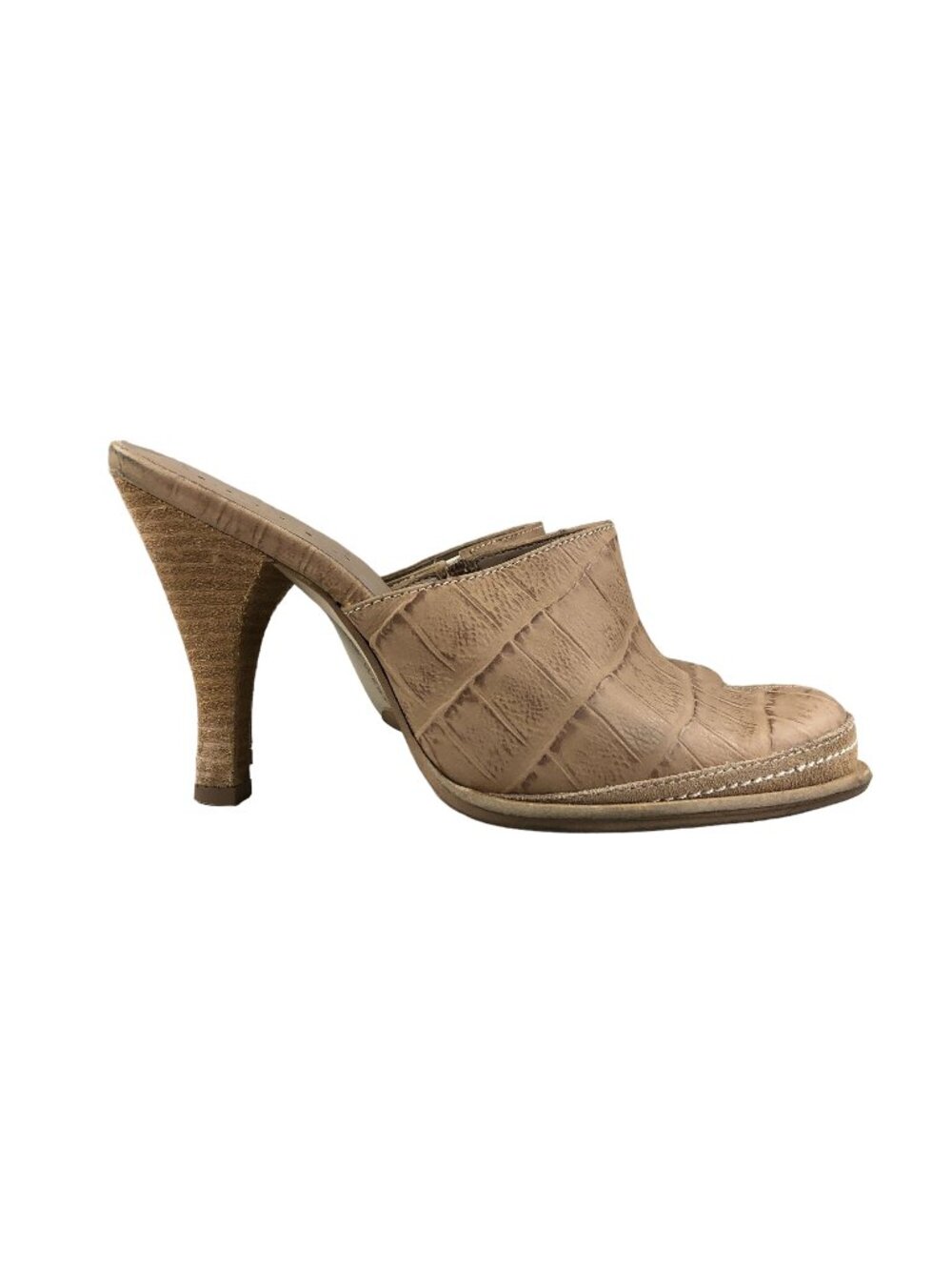 Nine West Womens Size 5.5M Pavo Brown Leather Closed Toe Slip On High Heel Mules
